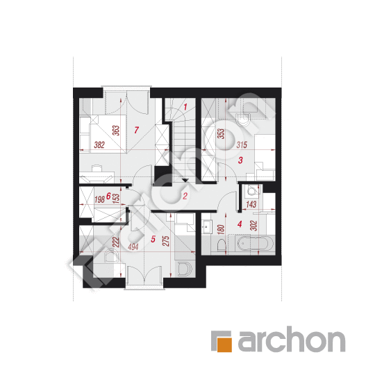 Проект будинку ARCHON+ Будинок в гунерах (СА) вер. 2 План мансандри
