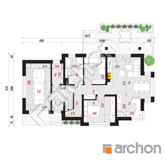 Проект будинку ARCHON+ Будинок в волошках (Н) вер. 3 План першого поверху