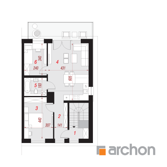 Проект дома ARCHON+ Дом в фиалках 5 (Р2БА) План мансандри