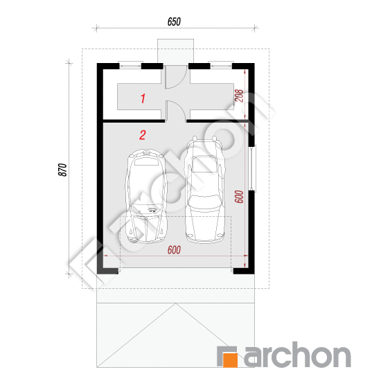Проект дома ARCHON+ Г6 - Двухместный гараж вер. 2 План першого поверху