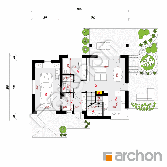 Проект дома ARCHON+ Дом в малиновках 2 (Г) План першого поверху