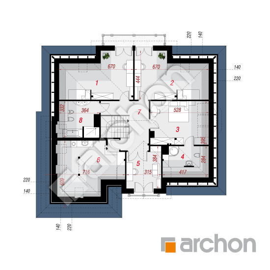 Проект будинку ARCHON+ Будинок в калатеях вер.2 План мансандри