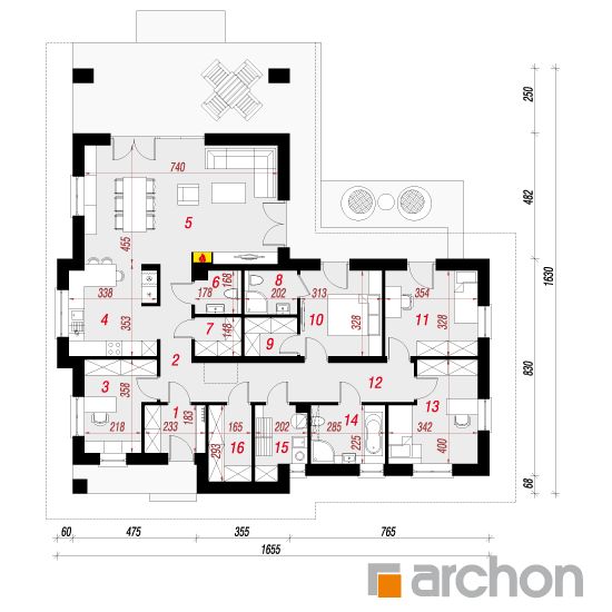 Проект будинку ARCHON+ Будинок в пеларгоніях 3 План першого поверху