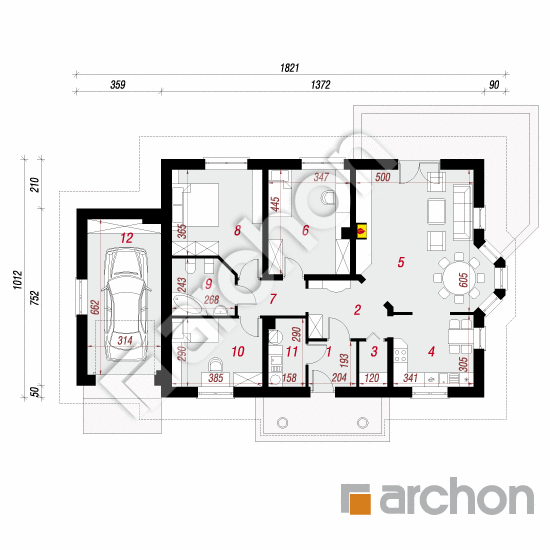 Проект дома ARCHON+ Дом под красной рябиной (Г) вер.3 План першого поверху