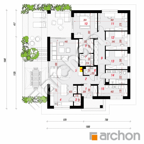 Проект дома ARCHON+ Дом в нигеллах 3 План першого поверху