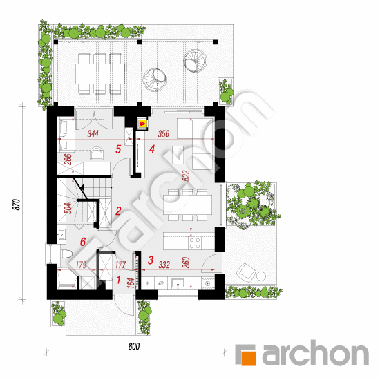 Проект будинку ARCHON+ Будинок в рододендронах 29 План першого поверху
