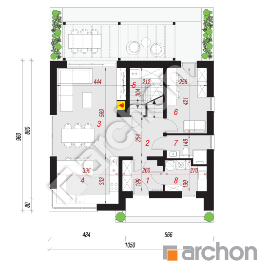 Проект будинку ARCHON+ Будинок під акацією  План першого поверху