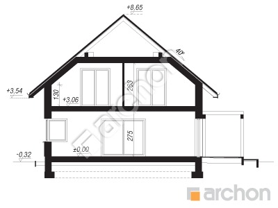 Проєкт будинку ARCHON+ Будинок під акацією  Розріз будинку