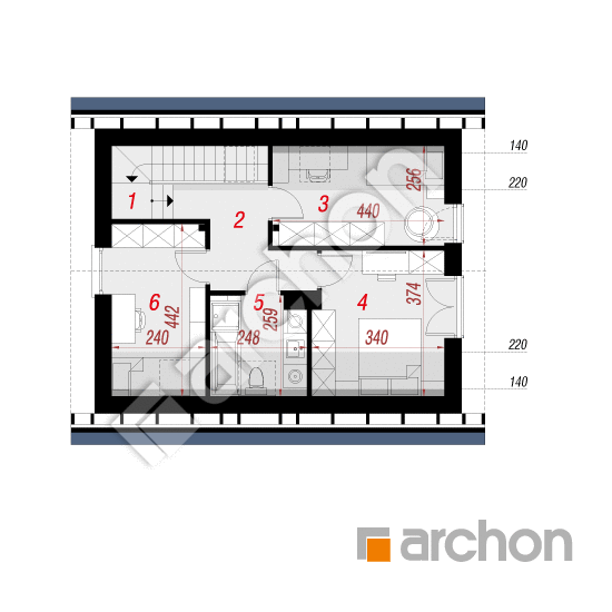 Проект будинку ARCHON+ Будинок в самшиті (Г) План мансандри