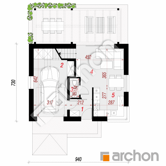 Проект будинку ARCHON+ Будинок в самшиті (Г) План першого поверху
