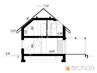 Проект дома ARCHON+ Дом в самшите (Г) Розріз будинку