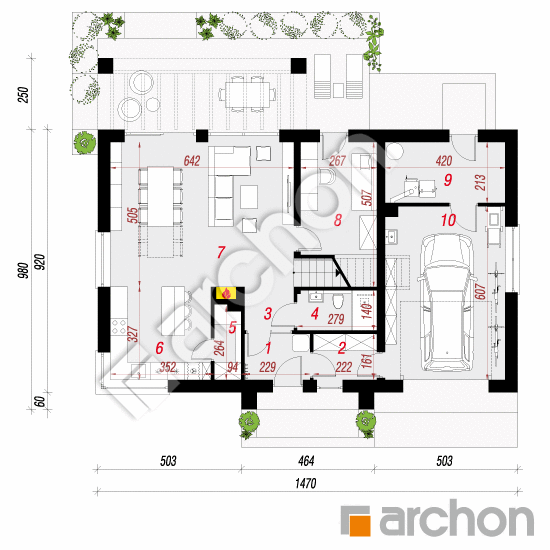 Проект будинку ARCHON+ Будинок в комміфорах 4 План першого поверху