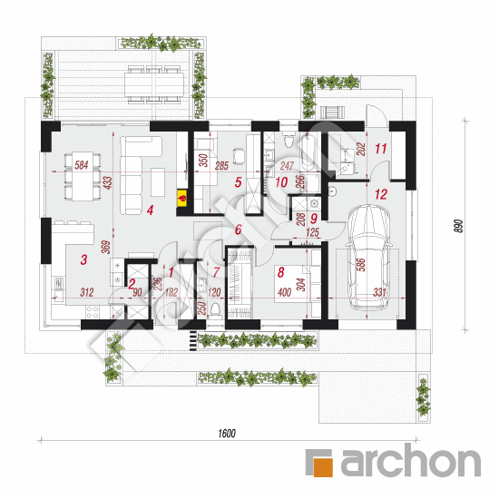 Проект дома ARCHON+ Дом в мекинтошах 16 (Г План першого поверху