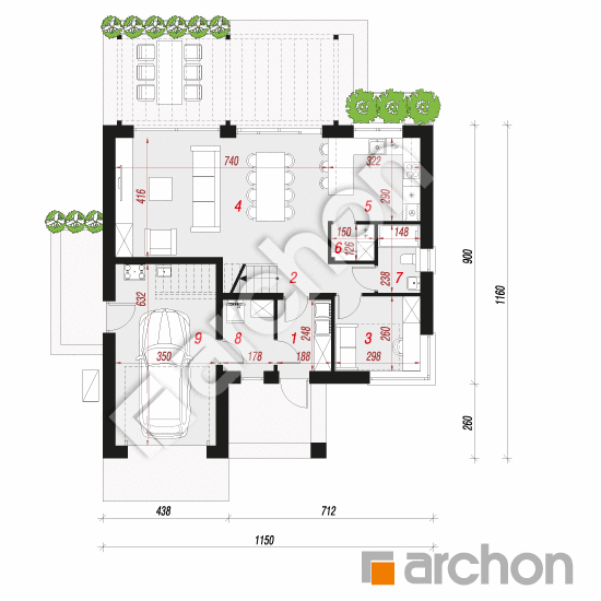 Проект будинку ARCHON+ Будинок під фіговим деревом 2 (ГЕ) ВДЕ План першого поверху