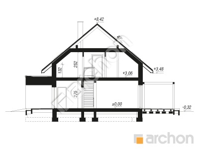 Проект дома ARCHON+ Дом под фиговым деревом 2 (ГЕ) ВИЭ Розріз будинку