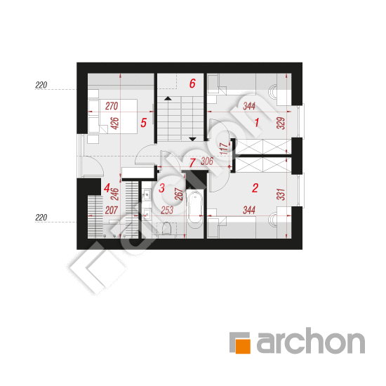 Проект дома ARCHON+ Дом в хлорофитуме 24 План мансандри
