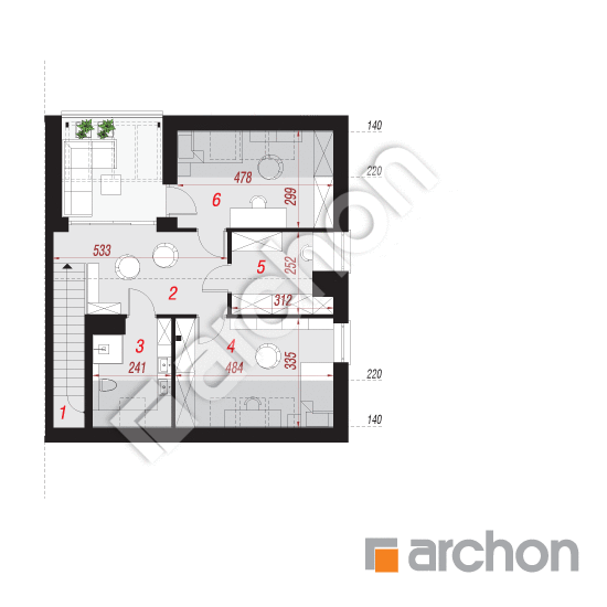 Проект дома ARCHON+ Дом в фиалках 17 (Р2Б) План мансандри