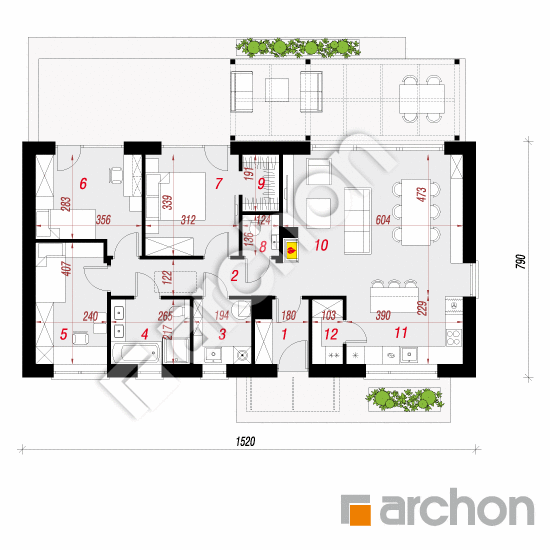 Проект дома ARCHON+  Дом в ирисе 2 (Н) вер. 2 План першого поверху