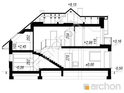 Проєкт будинку ARCHON+ Будинок в нектаринах (H) Розріз будинку