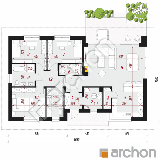 Проект будинку ARCHON+ Будинок в сурфініях 2 План першого поверху