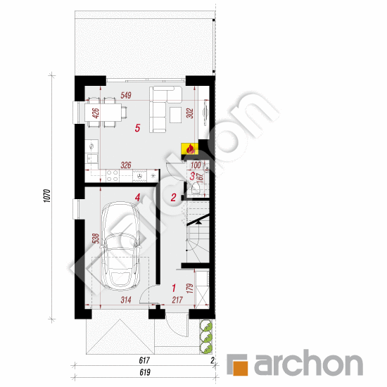 Проект дома ARCHON+ Дом в ривиях 16 (ГБ) вер.2 План першого поверху