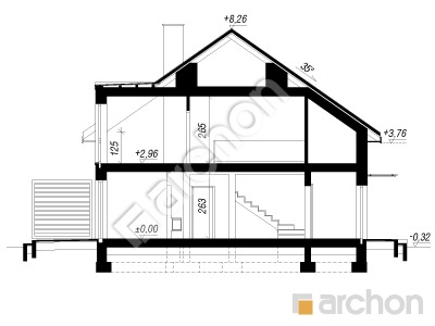 Проєкт будинку ARCHON+ Будинок в рівіях 16 (ГБ) вер.2 Розріз будинку