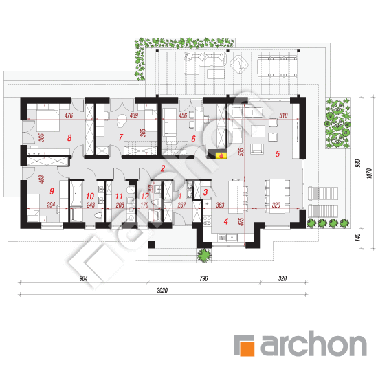 Проект будинку ARCHON+ Будинок в амарантах 8 План першого поверху