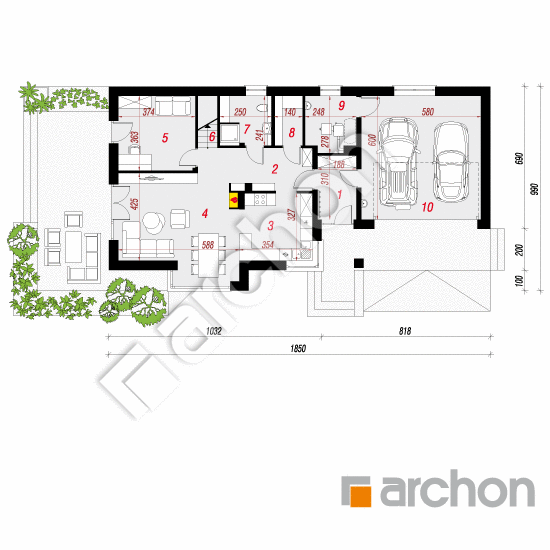 Проект будинку ARCHON+ Будинок в руколі 3 (HА) План першого поверху