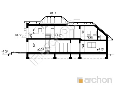Проєкт будинку ARCHON+ Будинок в руколі 3 (HА) Розріз будинку