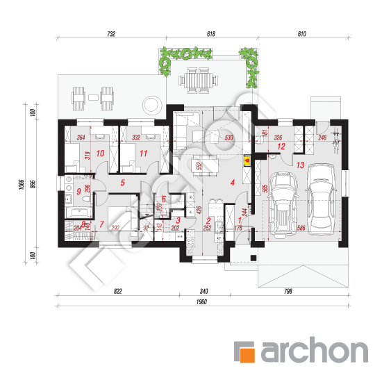 Проект будинку ARCHON+ Будинок в нерінах 2 (Г2) вер.2 План першого поверху