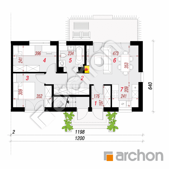 Проект дома ARCHON+ Дом в иберисах (Р2Б) вер.2 План першого поверху