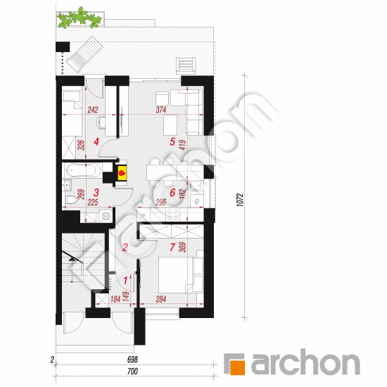 Проєкт будинку ARCHON+ Будинок в фіалках 7 (Р2Б) вер.3 План першого поверху