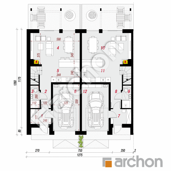 Проект дома ARCHON+ Дом под гинко 12 (ГР2БА) вер.2 План першого поверху