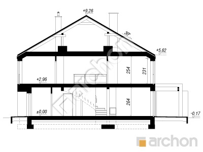 Проект дома ARCHON+ Дом под гинко 12 (ГР2БА) вер.2 Розріз будинку