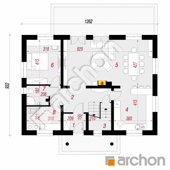 Проект будинку ARCHON+ Будинок в гладіолусах 2 вер.2 План першого поверху