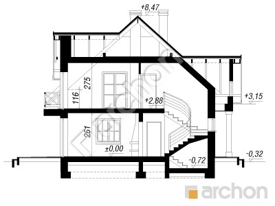 Проект дома ARCHON+ Дом в гладиолусах 2 вер.2 Розріз будинку