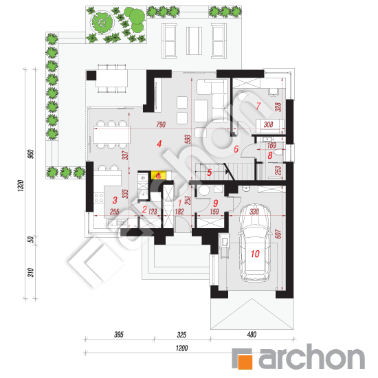 Проект будинку ARCHON+ Будинок в кортланді (Г) План першого поверху