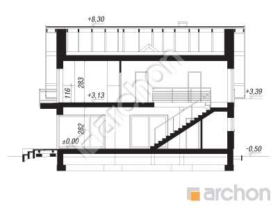 Проєкт будинку ARCHON+ Будинок в кортланді (Г) Розріз будинку