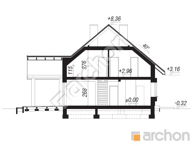 Проект дома ARCHON+ Дом в гвоздиках 2 Розріз будинку