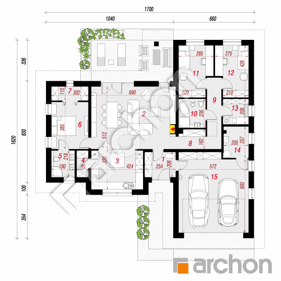 Проект будинку ARCHON+ Будинок в навлоціях (Г2) План першого поверху