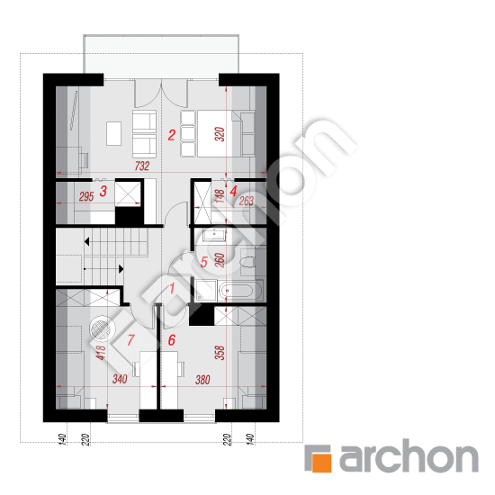 Проект будинку ARCHON+ Будинок в стрелітціях (А) План мансандри