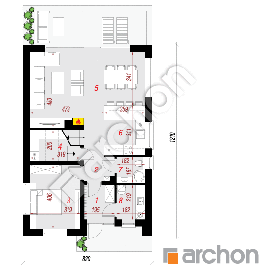 Проект будинку ARCHON+ Будинок в стрелітціях (А) План першого поверху