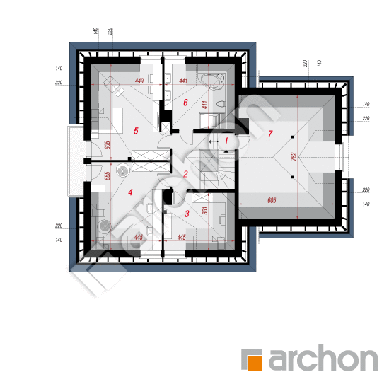 Проект дома ARCHON+ Дом в чернушке (Г2ПА) План мансандри