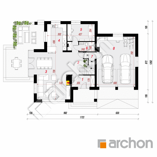 Проект будинку ARCHON+ Будинок в чорнушці (Г2ПА) План першого поверху
