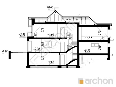 Проект дома ARCHON+ Дом в чернушке (Г2ПА) Розріз будинку
