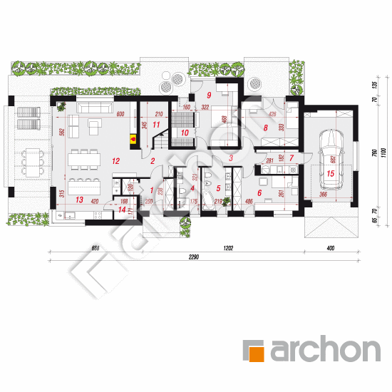 Проект дома ARCHON+ Дом в пеперомиях 3 План першого поверху