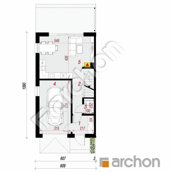 Проект будинку ARCHON+ Будинок в рівіях 16 (ГБ) План першого поверху