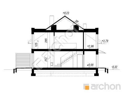 Проект дома ARCHON+ Дом в ривиях 16 (ГБ) Розріз будинку