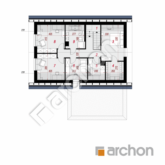 Проект будинку ARCHON+ Будинок в білотках (Г2Е) План мансандри