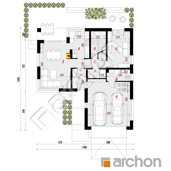 Проект будинку ARCHON+ Будинок в білотках (Г2Е) План першого поверху